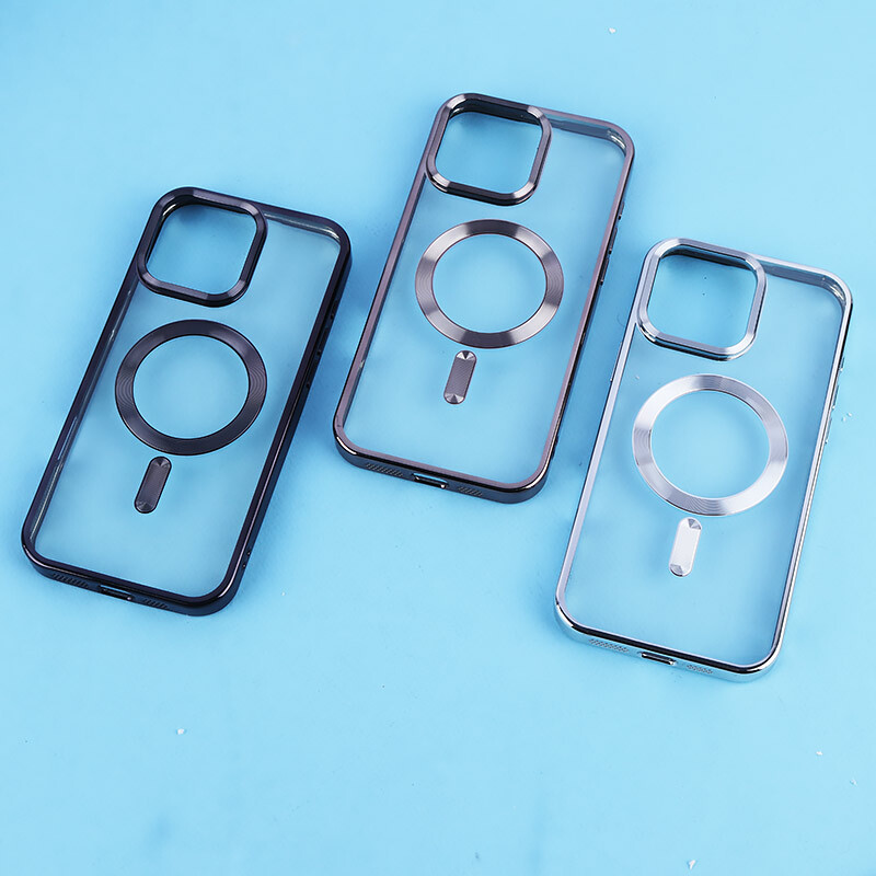 قاب ژله ای مگ سیف آیفون iPhone 16 Pro Max دور رنگی با محافظ لنز رینگی