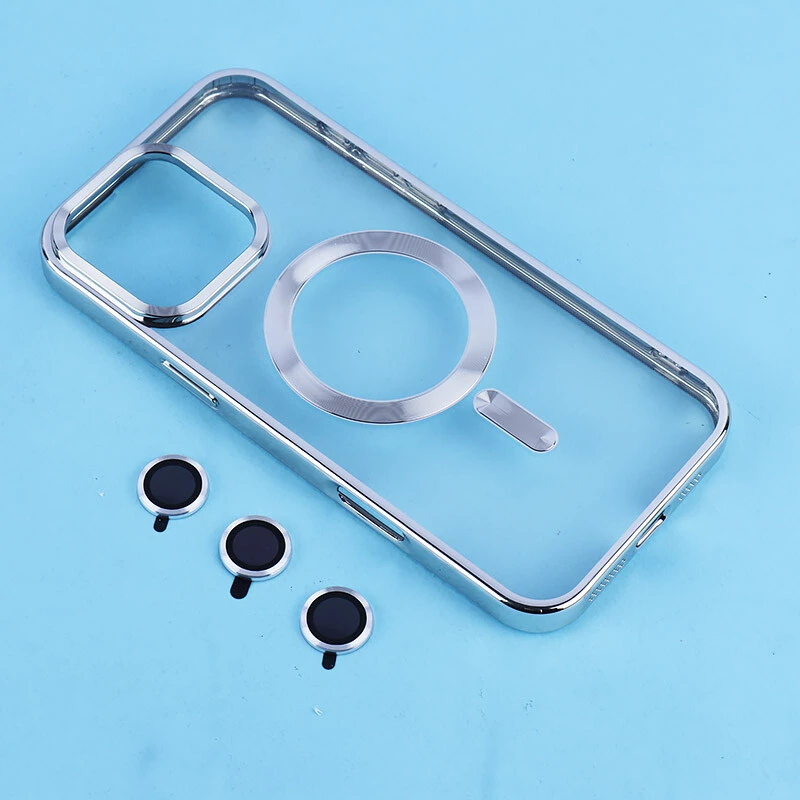 قاب ژله ای مگ سیف آیفون iPhone 16 Pro Max دور رنگی با محافظ لنز رینگی