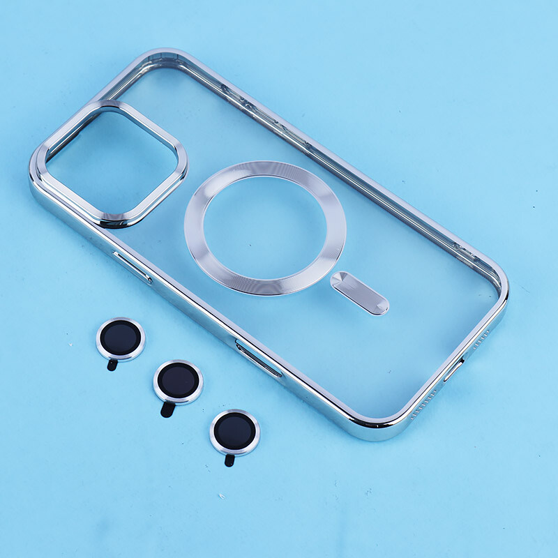 قاب ژله ای مگ سیف آیفون iPhone 16 Pro Max دور رنگی با محافظ لنز رینگی