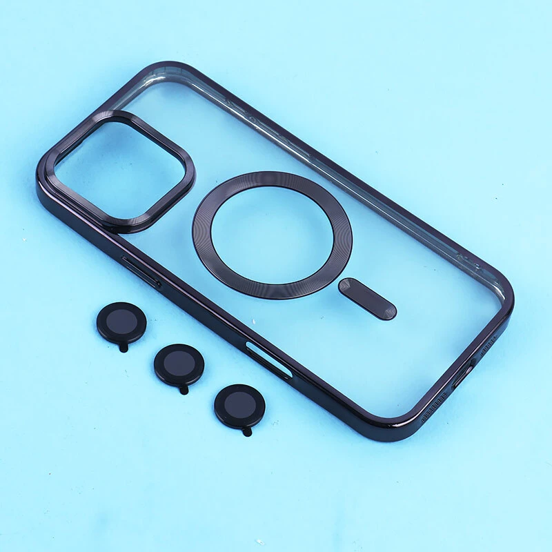 قاب ژله ای مگ سیف آیفون iPhone 16 Pro Max دور رنگی با محافظ لنز رینگی