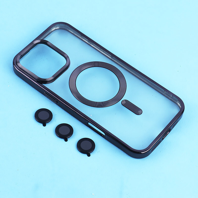 قاب ژله ای مگ سیف آیفون iPhone 16 Pro Max دور رنگی با محافظ لنز رینگی