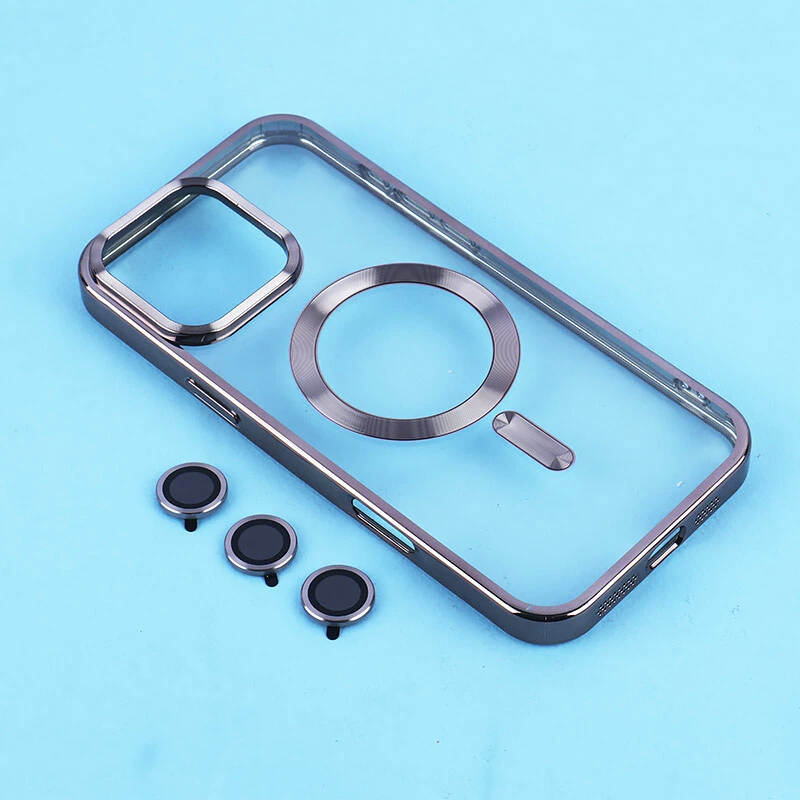 قاب ژله ای مگ سیف آیفون iPhone 16 Pro Max دور رنگی با محافظ لنز رینگی