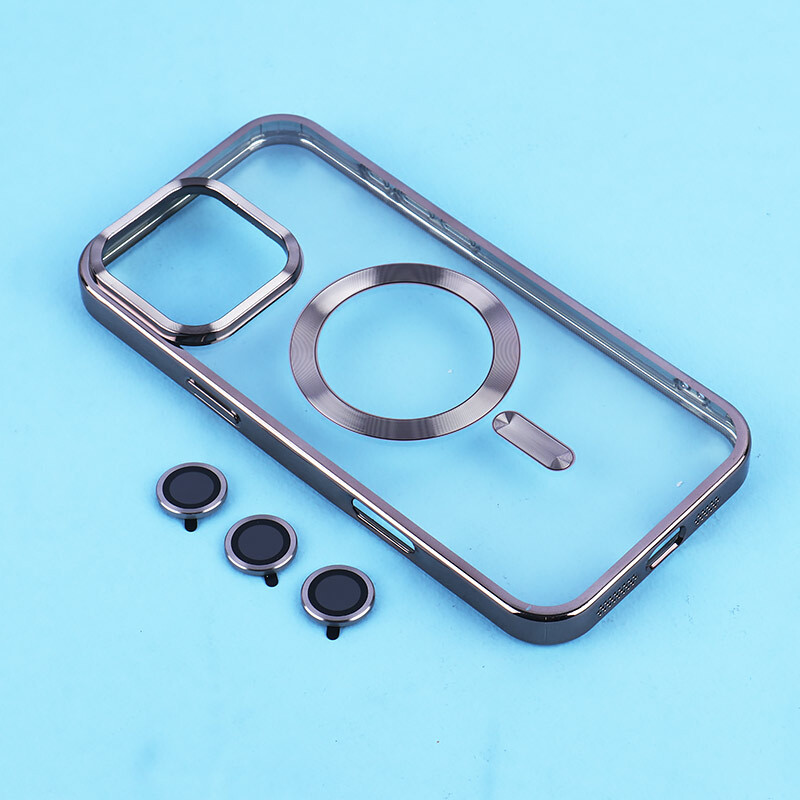 قاب ژله ای مگ سیف آیفون iPhone 16 Pro Max دور رنگی با محافظ لنز رینگی