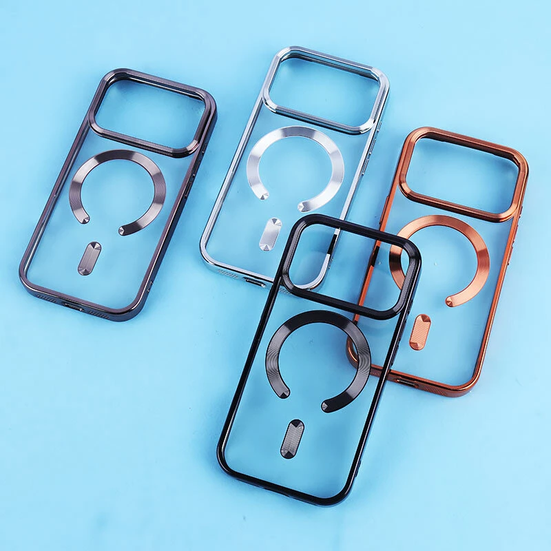 قاب ژله ای مگ سیف آیفون iPhone 17 Pro دور رنگی با محافظ لنز رینگی