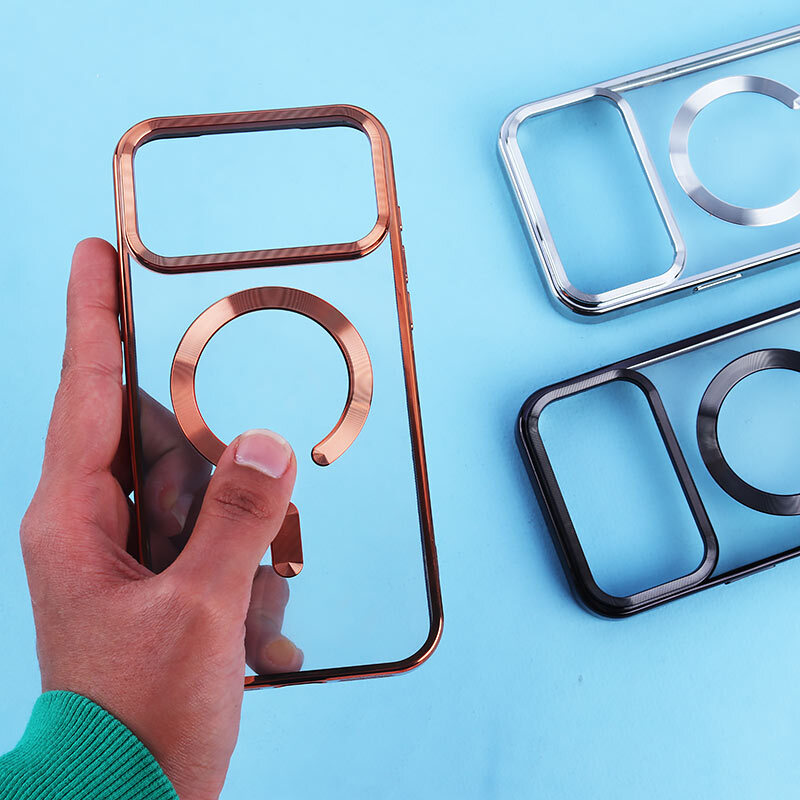 قاب ژله ای مگ سیف آیفون iPhone 17 Pro Max دور رنگی با محافظ لنز رینگی