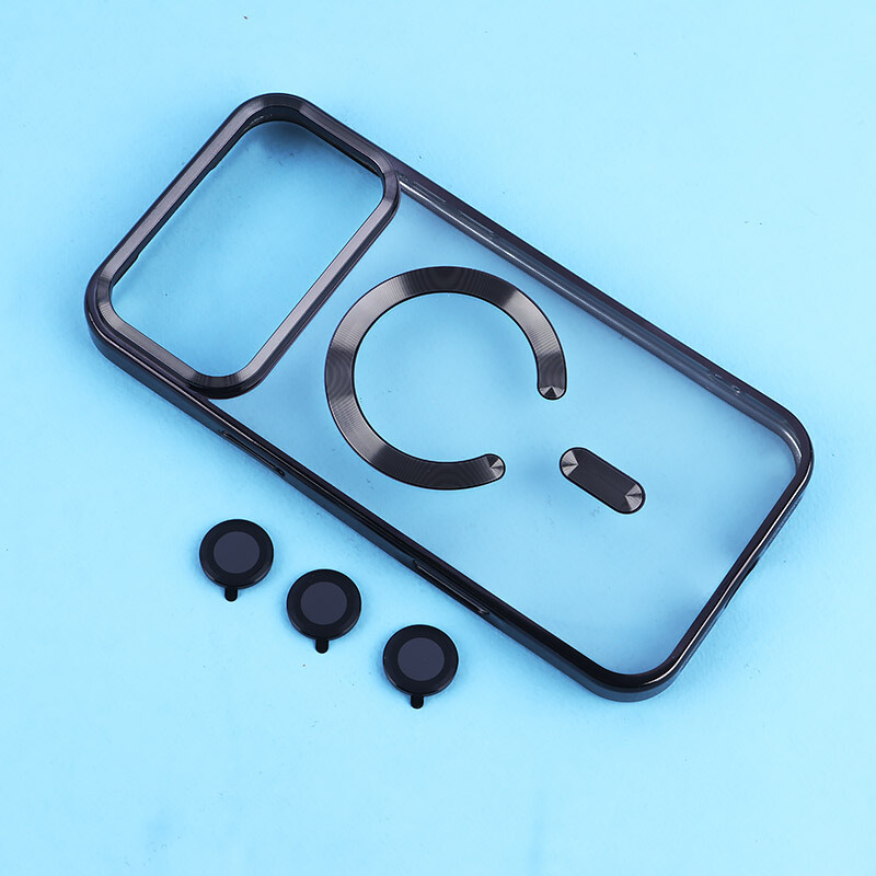 قاب ژله ای مگ سیف آیفون iPhone 17 Pro Max دور رنگی با محافظ لنز رینگی