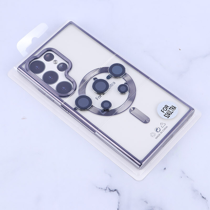 قاب ژله ای مگ سیف سامسونگ Galaxy S24 Ultra دور رنگی با محافظ لنز رینگی