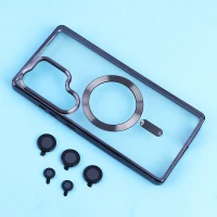 قاب ژله ای مگ سیف سامسونگ Galaxy S25 Ultra دور رنگی با محافظ لنز رینگی