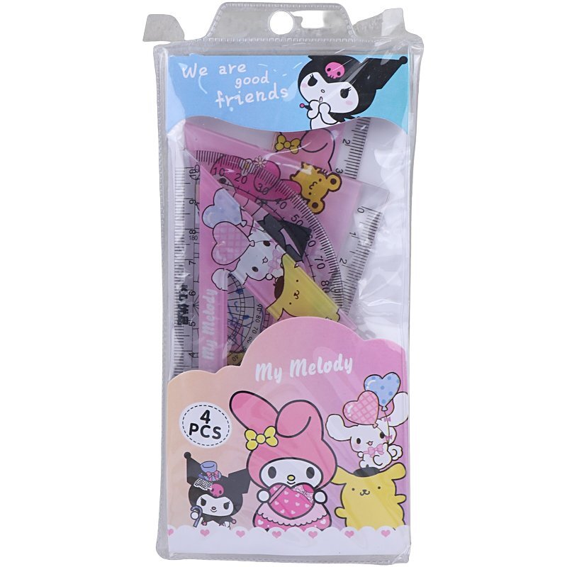 ست نقاله گونیا و خط کش پلاستیکی طرح عروسکی KD-15TC