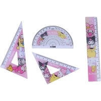 ست نقاله گونیا و خط کش پلاستیکی طرح عروسکی KD-15TC