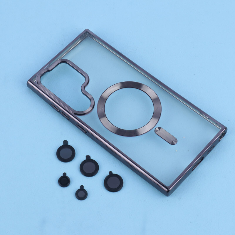 قاب ژله ای مگ سیف سامسونگ Galaxy S24 Ultra دور رنگی با محافظ لنز رینگی