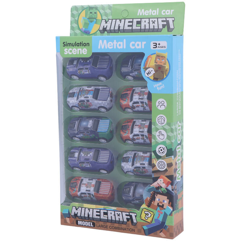ماشین اسباب بازی فلزی ماینکرافت NO.2440-16 بسته 10 عددی
