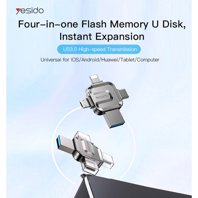 فلش 256 گیگ یسیدو Yesido FL15 OTG Type-C / Micro USB / Lightning USB3.0