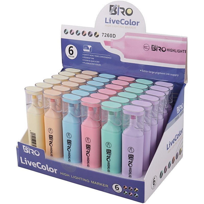 ماژیک هایلایت بیرو نوک تخت 7260D بسته 36 عددی