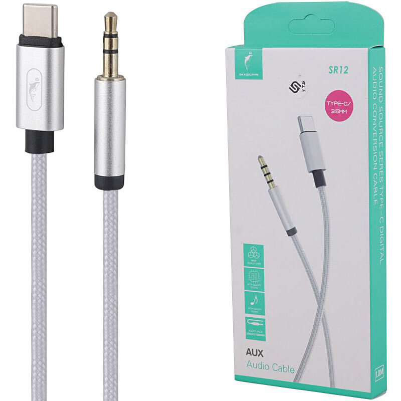 کابل تبدیل Type-C به AUX اسکای دلفین SR12 طول 1 متر