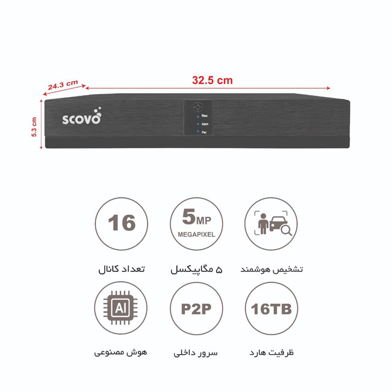 دستگاه XVR اسکوو 16 کانال SC-XVR-5516-5mp-n 5MP