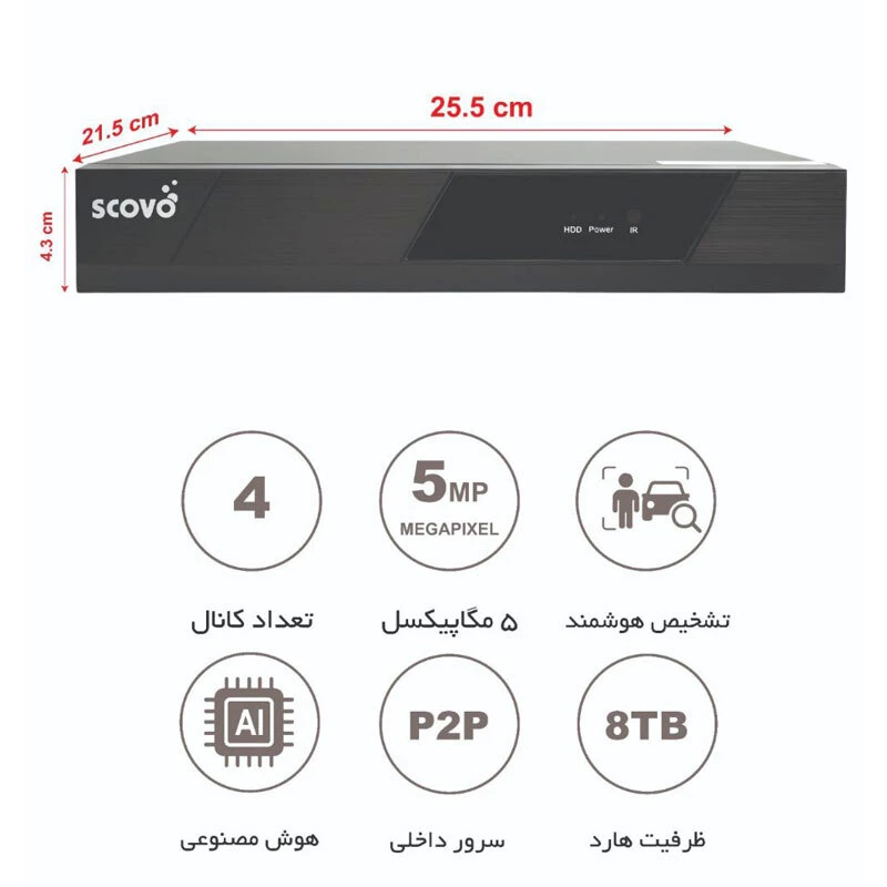 دستگاه XVR اسکوو 4 کانال SC-XVR-5504-5mp-n 5MP