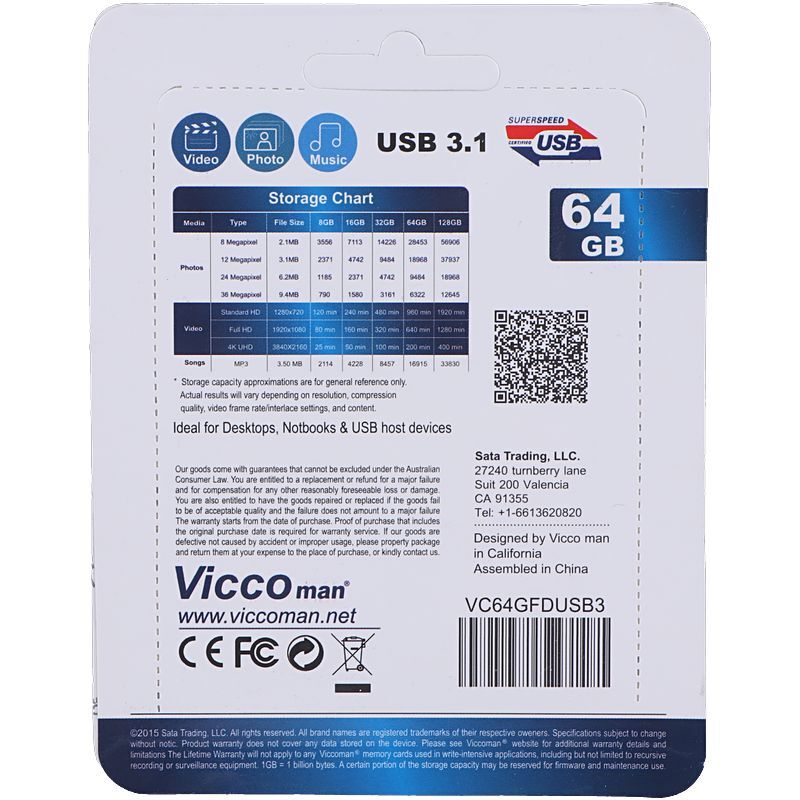فلش 64 گیگ ویکومن Vicco Man VC372 USB3.1