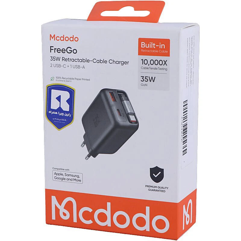شارژر دیواری 35 وات مک دودو FreeGo CH-128 GaN PD 3A