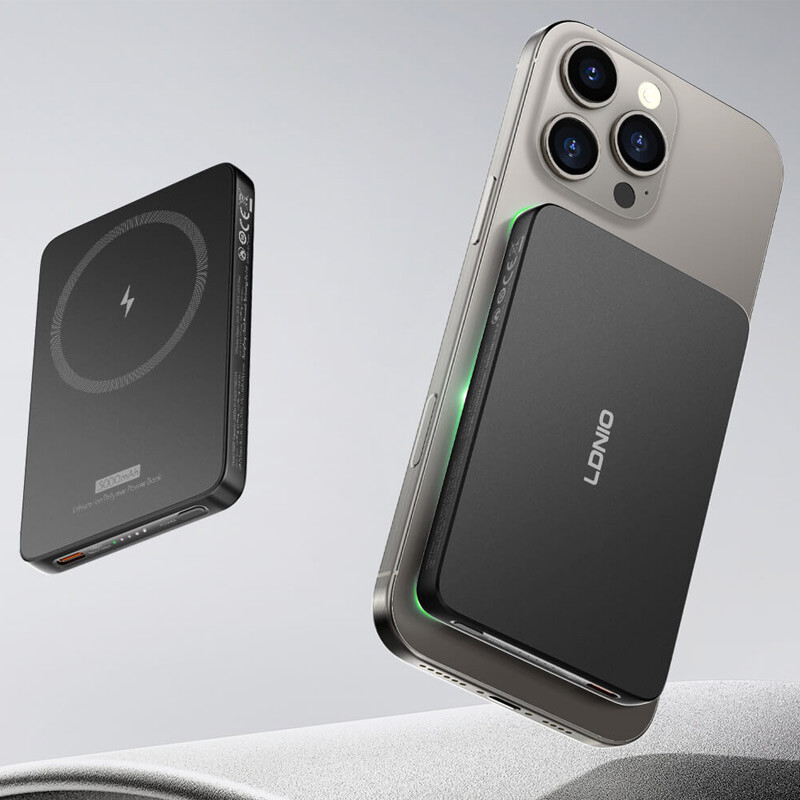 پاور بانک بی سیم فست شارژ الدینیو PQ28 QC3.0 PD 20W ظرفیت 5000 میلی آمپر ساعت