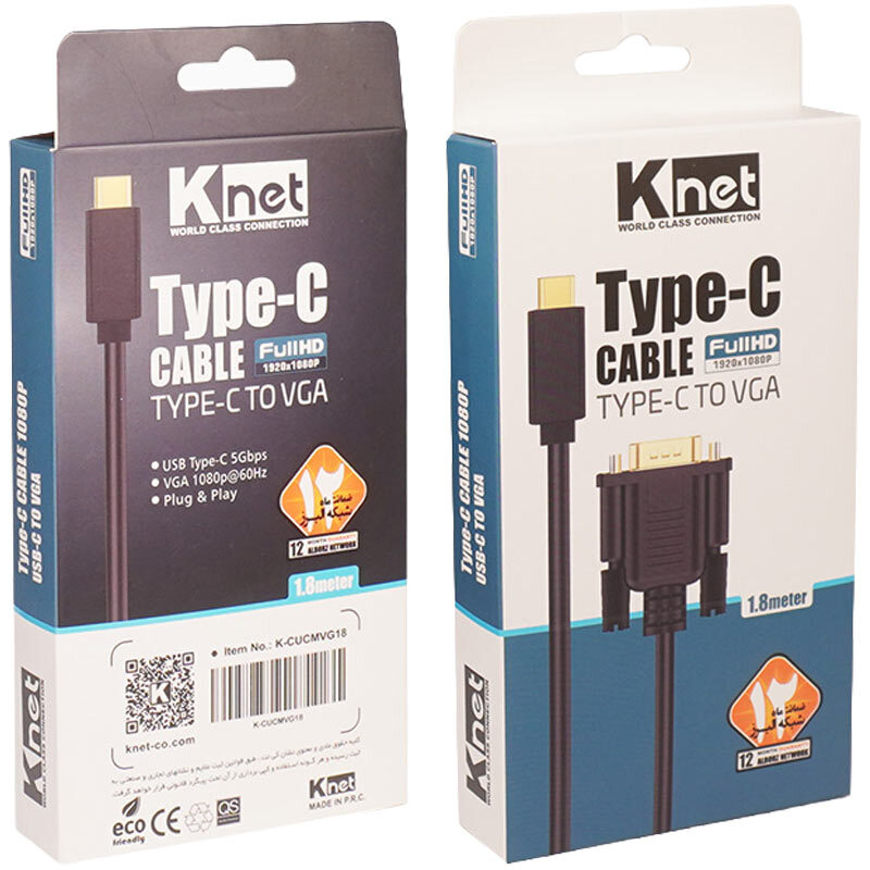 کابل تبدیل Type-C به VGA کی نت K-CO30 طول 1.8 متر
