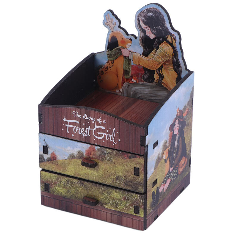مینی فایل کشویی چوبی پارسام طرح دختر جنگل