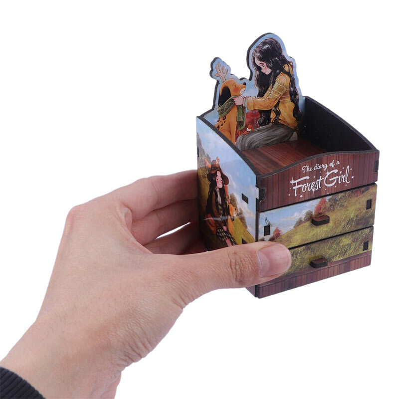مینی فایل کشویی چوبی پارسام طرح دختر جنگل