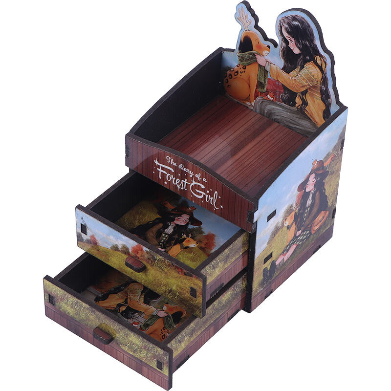 مینی فایل کشویی چوبی پارسام طرح دختر جنگل
