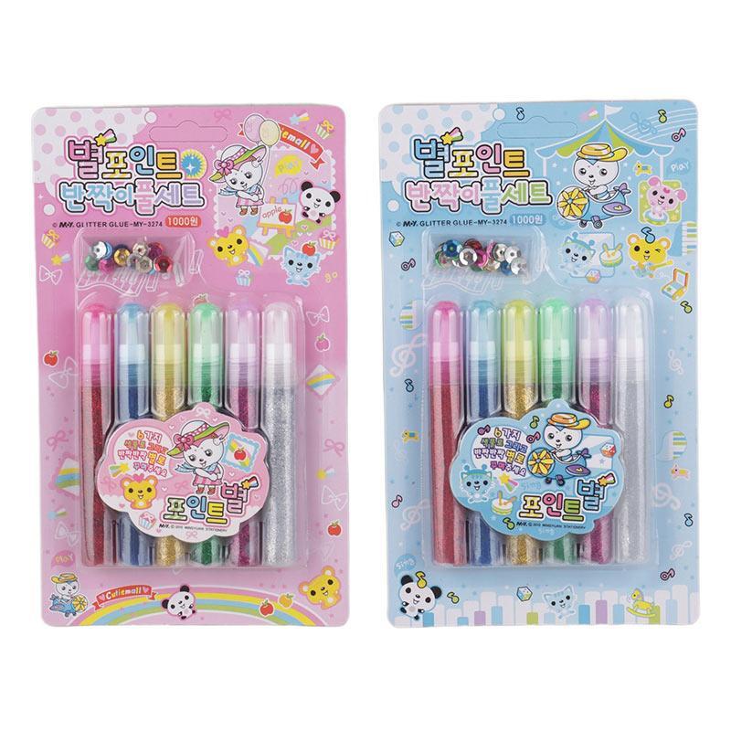 چسب اکلیلی شفاف رنگی MY-3274 بسته 6 عددی