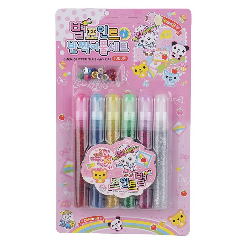 چسب اکلیلی شفاف رنگی MY-3274 بسته 6 عددی