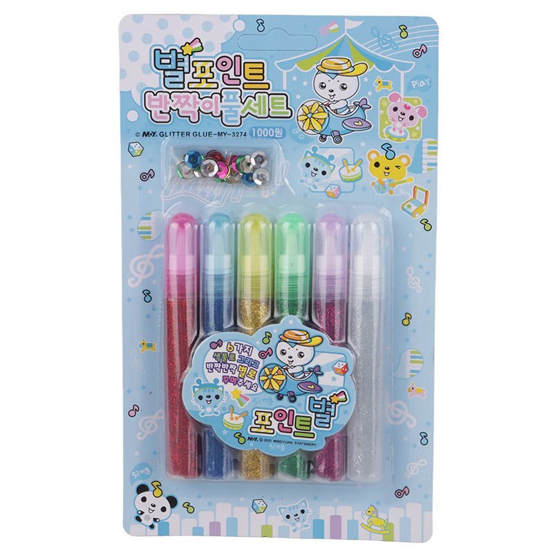 چسب اکلیلی شفاف رنگی MY-3274 بسته 6 عددی