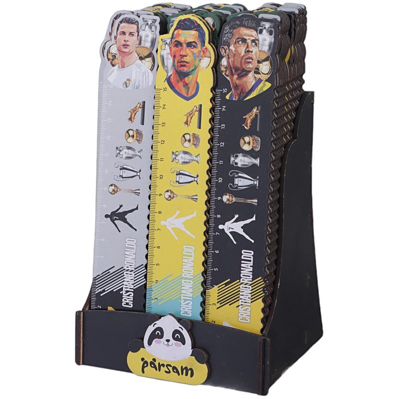 خط کش چوبی طرح فوتبالی پارسام بسته 48 عددی