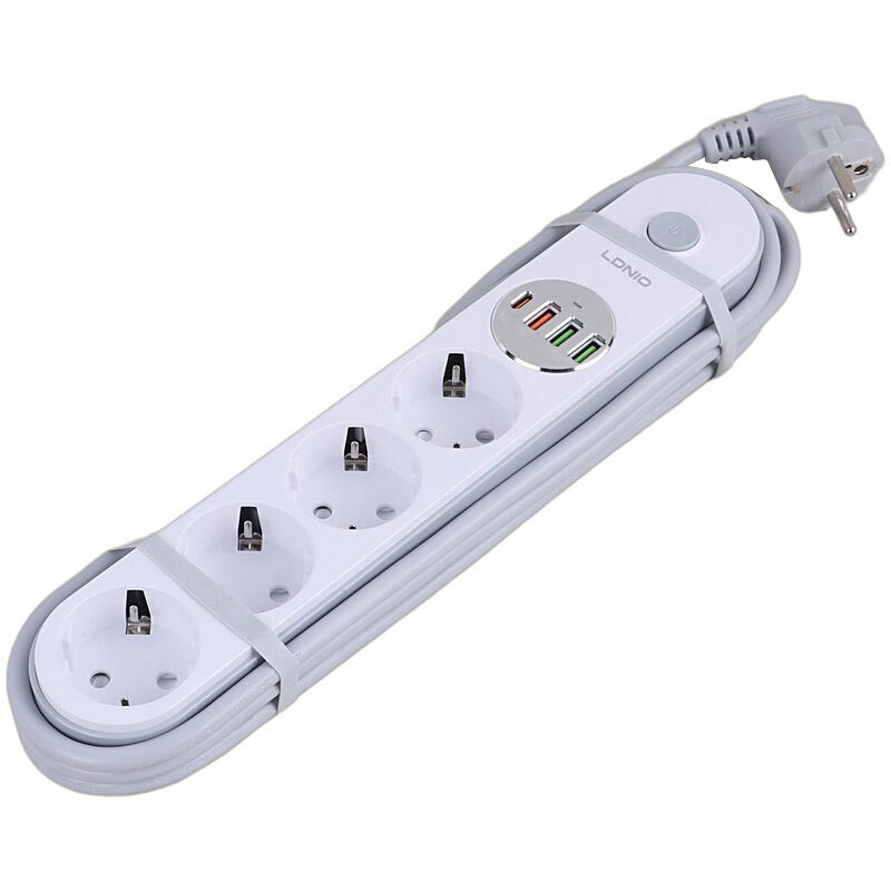 چند راهی 4 خانه برق الدینیو SE1 با کابل 2 متری + شارژر USB و Type-C