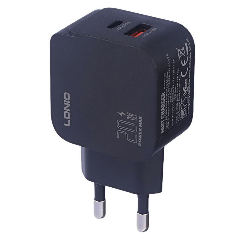 شارژر دیواری 20 وات الدینیو Q1 QC3.0 PD 3A + کابل تایپ سی