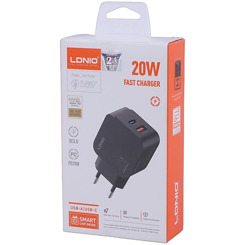 شارژر دیواری 20 وات الدینیو Q1 QC3.0 PD 3A + کابل تایپ سی