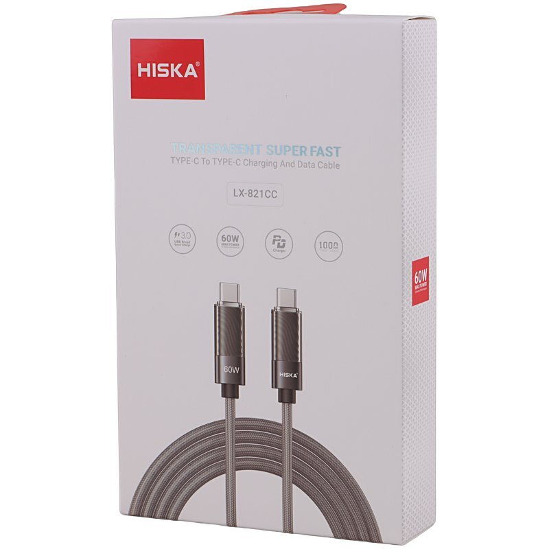 کابل دو سر تایپ سی فست شارژ 60 وات هیسکا LX-821CC طول 1 متر