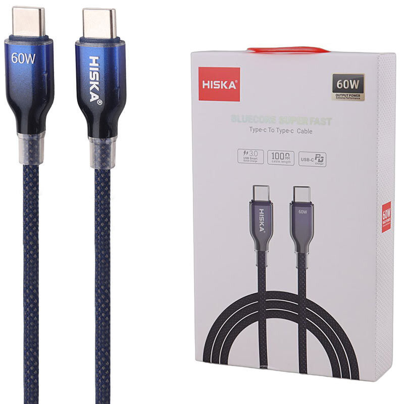 کابل دو سر تایپ سی فست شارژ 60 وات هیسکا LX-911CC طول 1 متر