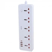 چند راهی 5 خانه هیسکا CH-5517EU با کابل 2 متری + شارژر USB و Type-C