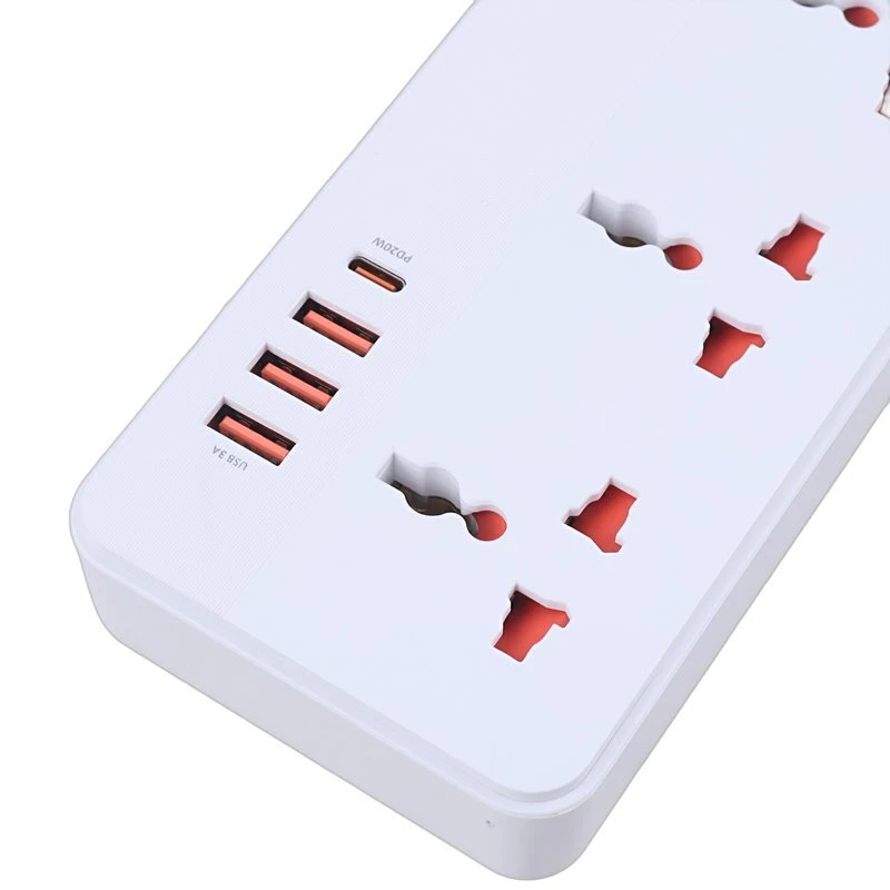 چند راهی 5 خانه هیسکا CH-5517EU با کابل 2 متری + شارژر USB و Type-C