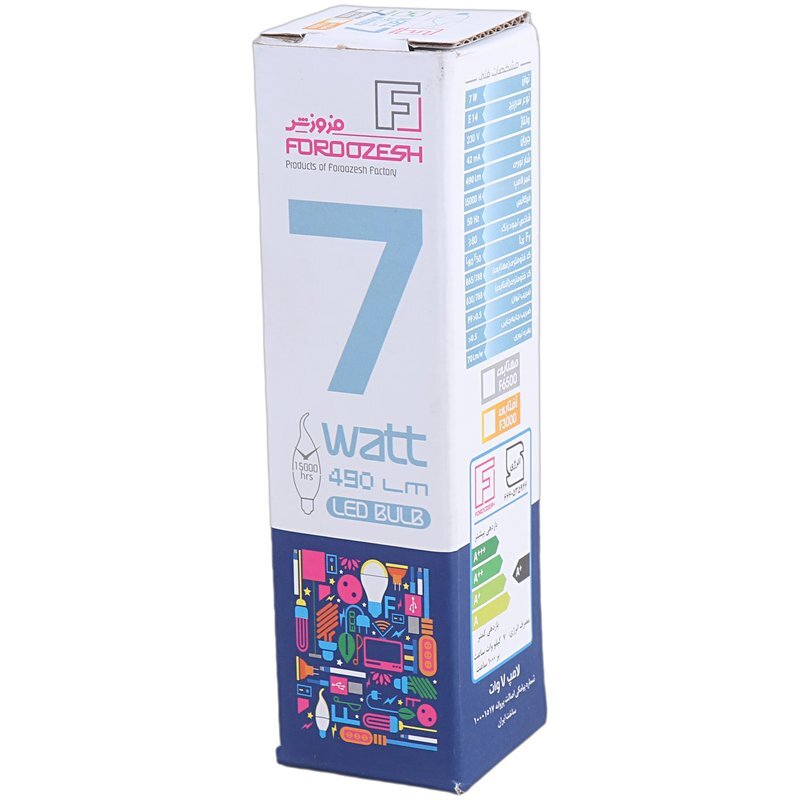 لامپ اشکی 7 وات شفاف فروزش F6500 پایه E14