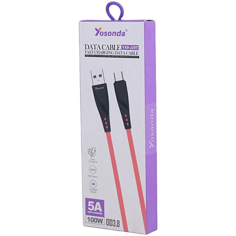 کابل تایپ سی فست شارژ 100 وات یوسوندا YXD-J29T طول 1 متر