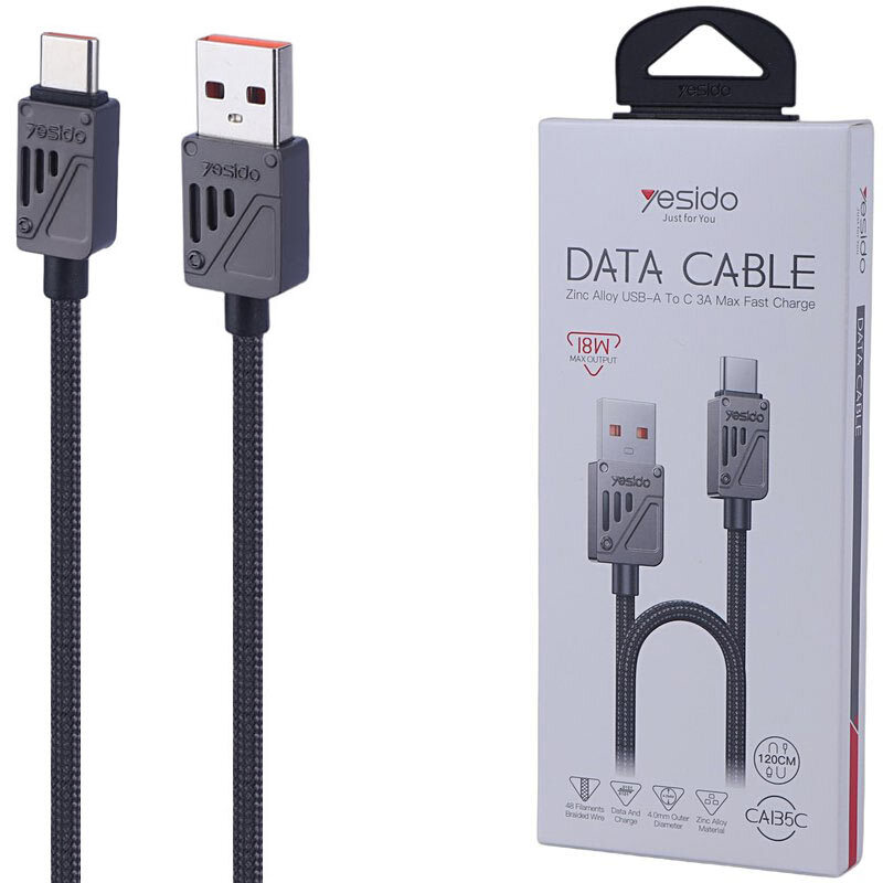 کابل تایپ سی فست شارژ 18 وات یسیدو CA135C طول 1.2 متر