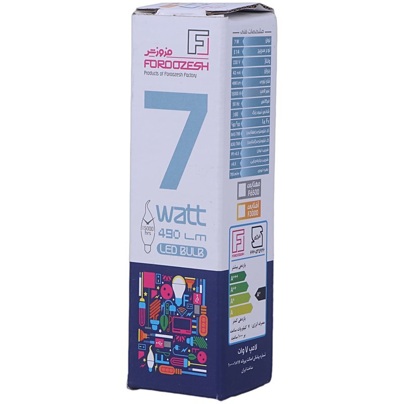 لامپ اشکی 7 وات شفاف فروزش F3000 پایه E14
