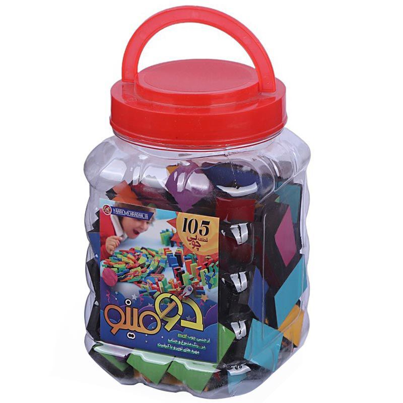 بازی فکری دومینو چوبی 105 تکه سطلی یار مهربان کد 010247