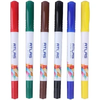 ماژیک نقاشی دو سر 6 رنگ اطلس