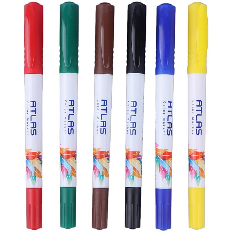 ماژیک نقاشی دو سر 6 رنگ اطلس