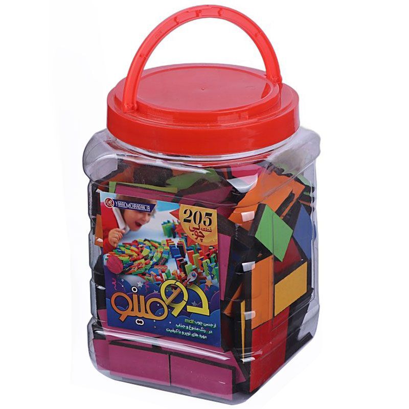 بازی فکری دومینو چوبی 205 تکه سطلی یار مهربان کد 010248