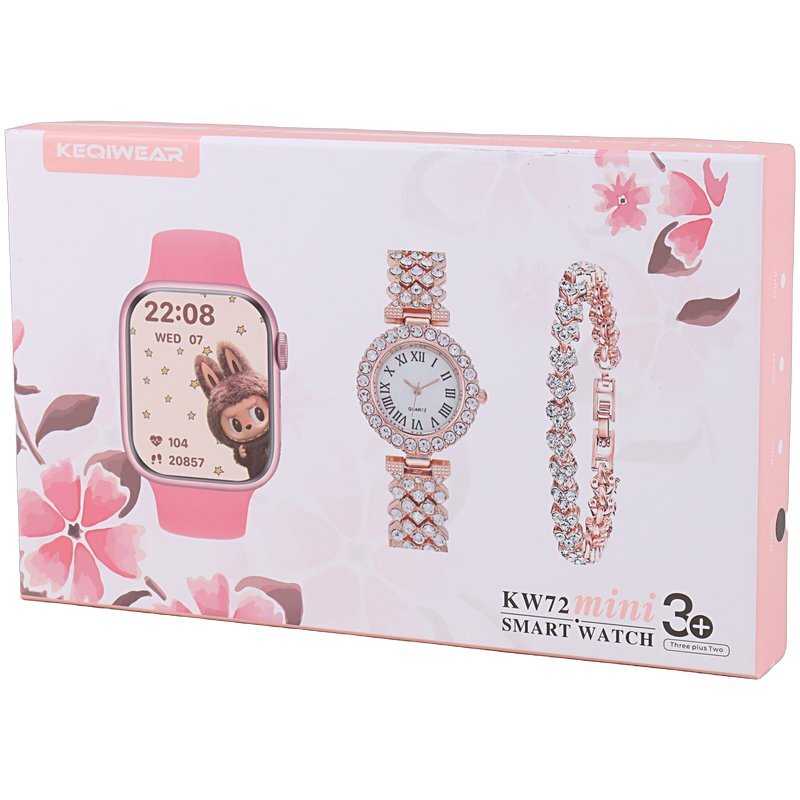 ساعت هوشمند کیگی ویر KW72 Mini + یک عدد ساعت عقربه ای زنانه