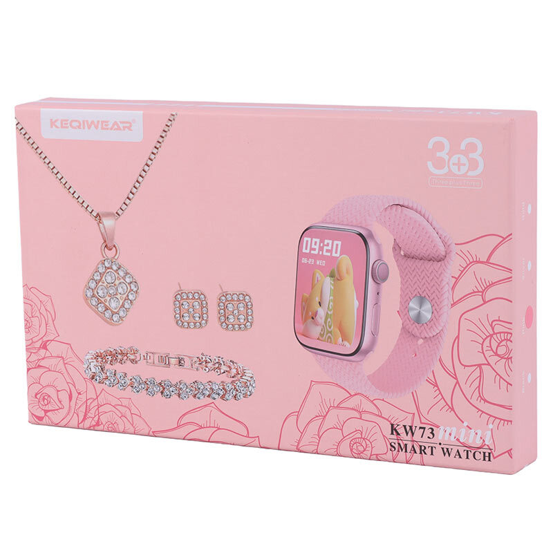 پکیج ساعت هوشمند و دستبند و گوشواره کیگی ویر KW73 mini