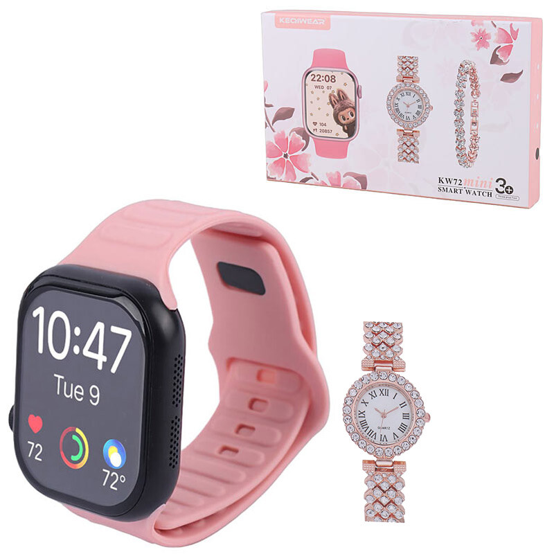 ساعت هوشمند کیگی ویر KW72 Mini + یک عدد ساعت عقربه ای زنانه